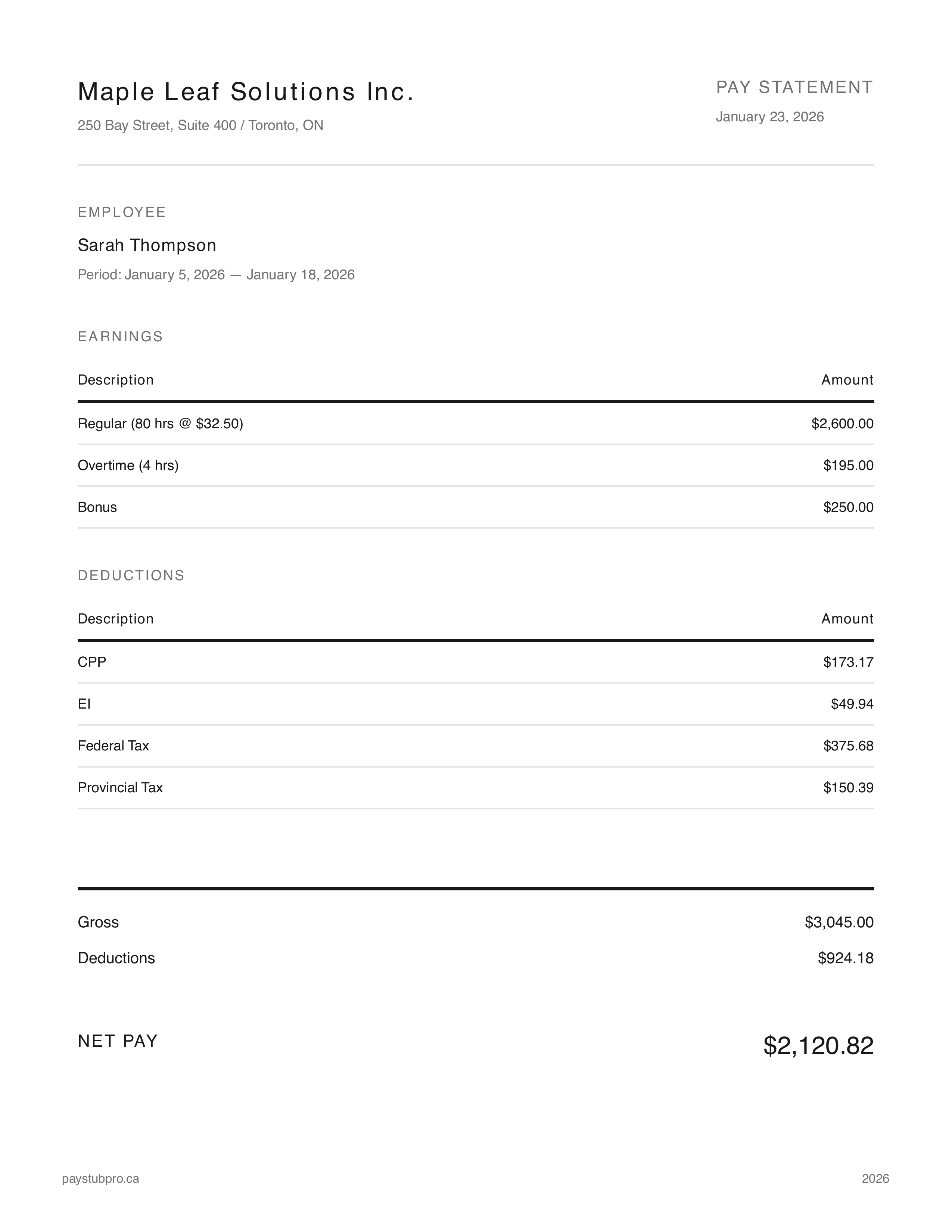 Minimal Australian payslip template design