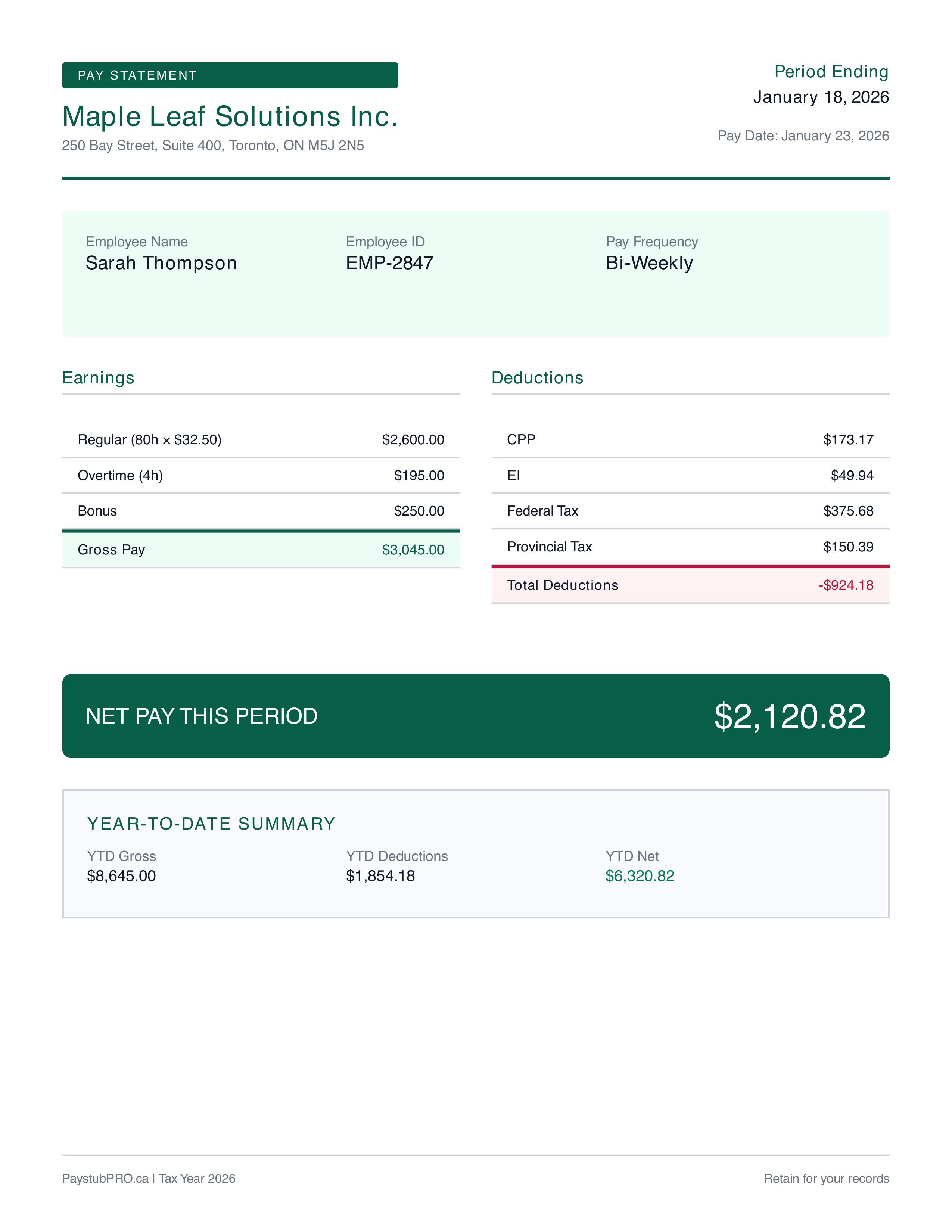 Professional Australian payslip template design